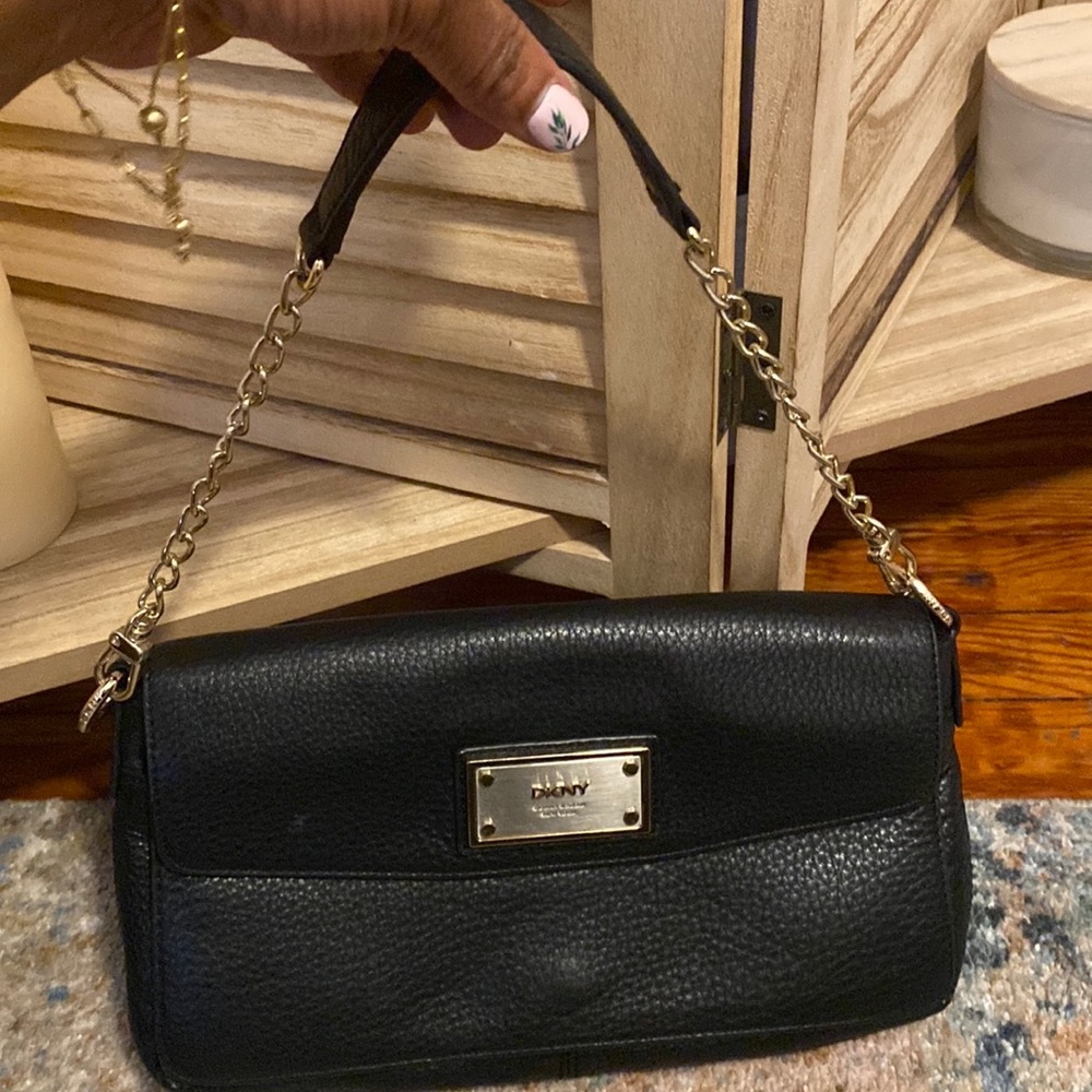 DKNY LEATHER CLUTCH OR SHOULDER BAG DKNY DONNA KAREN